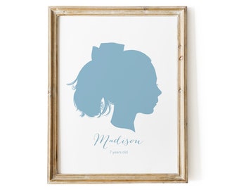 Retrato de silueta a color personalizado, impresión de recuerdo personalizada