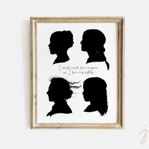 piccole donne, piccola donna, digitale, ritratto silhouette, creativo, moderno, regalo, ricordo, citazione, film, stampa d'arte, profilo, ritratto