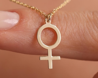 Female Symbol Necklace: Custom Venus Pendant in 925 Sterling Silver