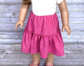 Red Heather Knit Tiered Doll Skirt – Gathered 18" Doll Clothing