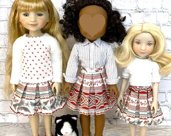 Red pleated Christmas skirts for various dolls - Ruby Red - WW - Siblies