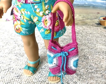Pink hand-crochet Hexi bag made for dolls
