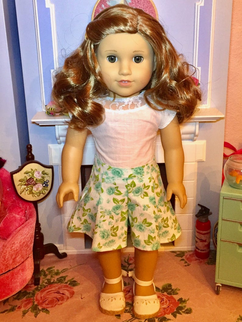 Culottes for 18 inch dolls aqua floral doll culottes aqua | Etsy