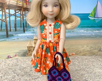 Orange tropical dress made to fit the Ruby Red Siblies and Paola Reina dolls