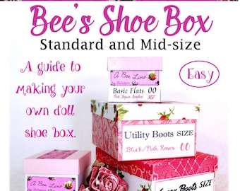 Bee's Shoe Box - Standard and Mid-size doll shoe box PDF guide and templates for 18" dolls