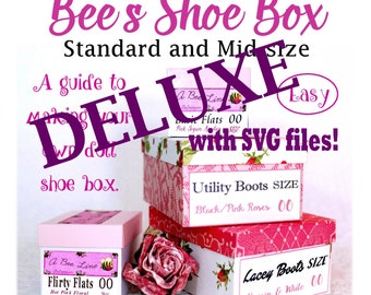 Bee's Shoe Box Deluxe with SVGs - Standard and Mid-size doll shoe box PDF guide, PNG and SVG cut files for 18" dolls