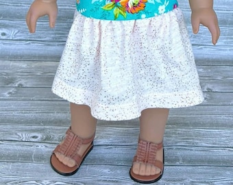 Blush pink metallic knit skirt for 18 inch dolls