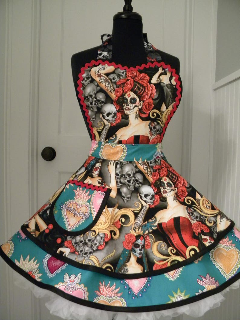 Womens Apron-Las Elegantes Folklorico Flounce Apron