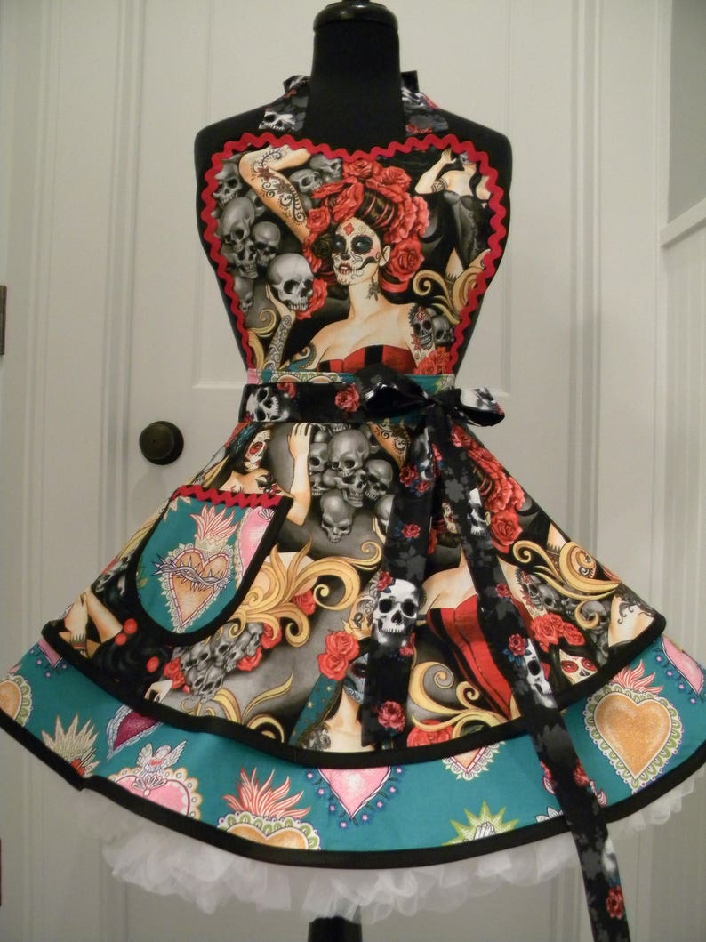 Womens Apron-Las Elegantes Folklorico Flounce Apron