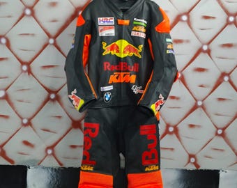 Red Bull KTM Leather Motorcycle Racing Suit – CE Armored Motorbike Riding Suit