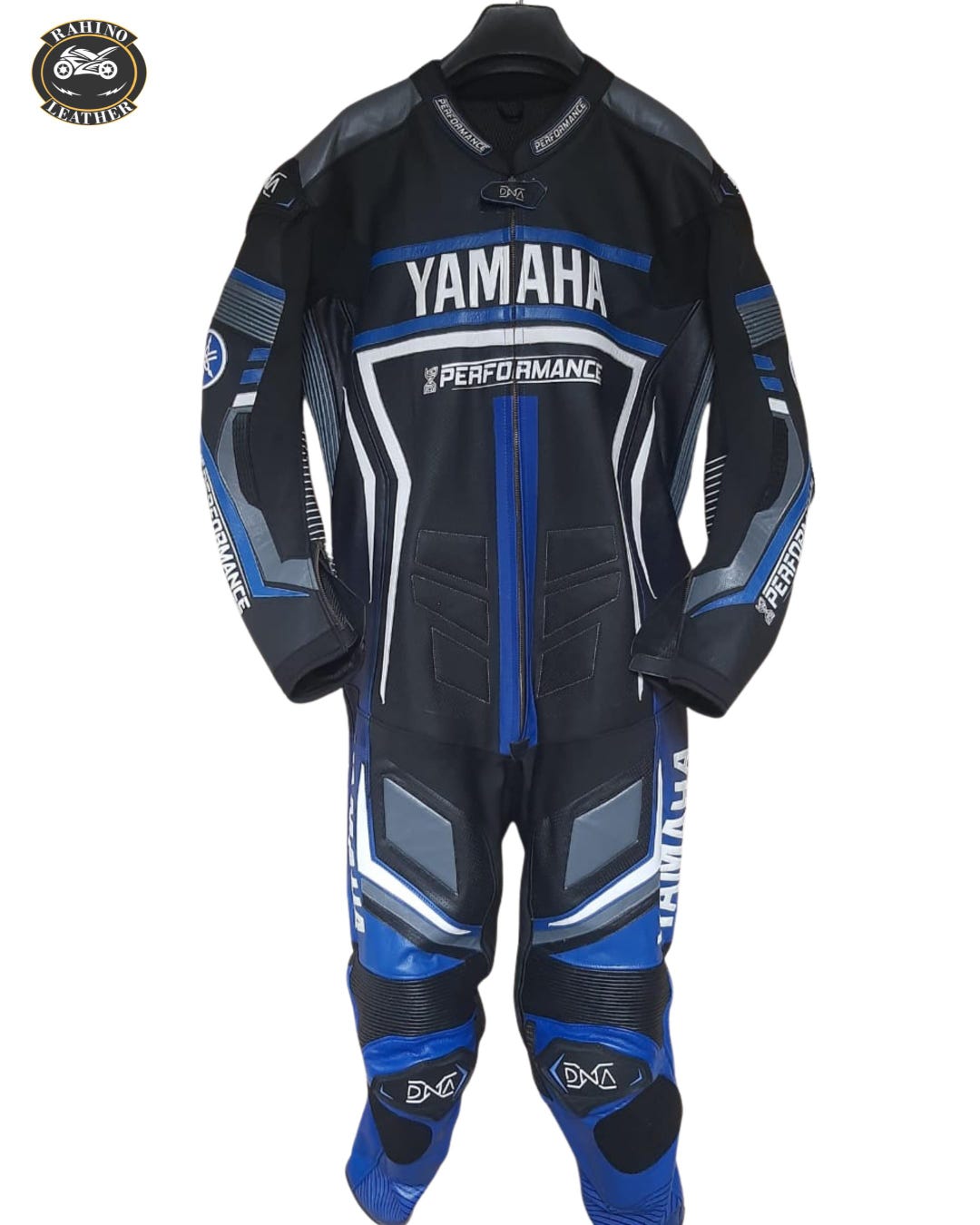 Yamaha Leather Motorcycle Racing Suit – Black Blue Performance Biker ...