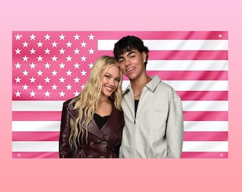 Malachie Barton & Freya Skye - Tapisserie rose drapeau des Etats-Unis - Décoration esthétique de dortoir pour couple de Fralachis