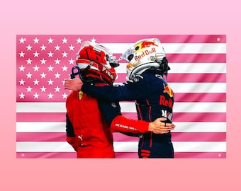 Drapeau Leclerc Verstappen F1 Esthétique Formule 1 Charles Leclerc Max Verstappen Racing Décoration murale Drapeau Frat Room