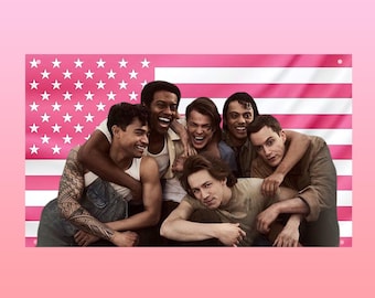 Tapisserie musicale Broadway The Outsiders - Décoration murale du drapeau des États-Unis, théâtre esthétique, dortoir, rose pâle