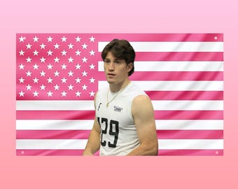 Ryan Leonard Pink US Flag | Hot Hockey Player Wall Tapestry | Hockey Dorm Room Decor | Ryan Leonard Fan Gift