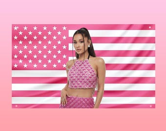 Ariana Grande US Flag, Eternal Sunshine Tour Pink Tapestry, Pop Star Wall Decor, Frat Room Flag, Ariana Fan Gift