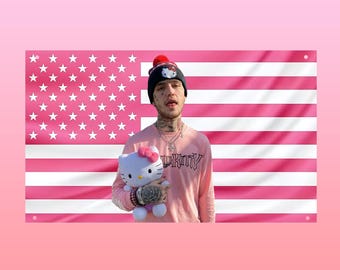 Lil Peep Pink US Flag | Tribute Rapper Wall Tapestry | Aesthetic Dorm Room Decor | Lil Peep Fan Gift