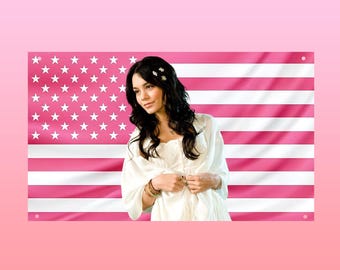 Vanessa Hudgens Pink US Flag | Gabriella Montez HSM Wall Tapestry | Y2K Dorm Room Decor | High School Musical Fan Gift