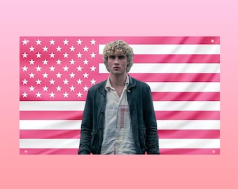 Joseph Zada Pink Flag, Haymitch Flag Hunger Games, Sunrise on the Reaping Flag, District 12 Tribute Flag, Pink US Flag Aesthetic