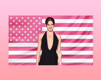 Shailene Woodley Pink US Flag | Divergent Hot Actress Wall Tapestry | Dorm Room Decor | Shailene Woodley Fan Gift