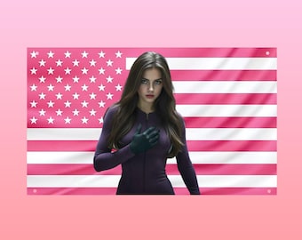 Juliette Ferrars Flag Shatter Me, Pink US Flag Aesthetic, Bookish Girl Decor, Fantasy Romance Flag, Frat Room Wall Flag