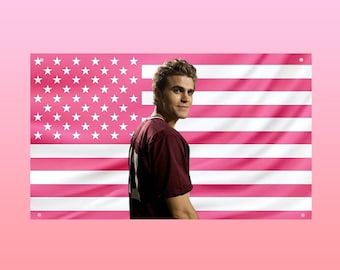 Drapeau Damon Salvatore Vampire Diaries TVD USA Drapeau Vampire chaud esthétique Frat Dortoir Décor Tenture murale