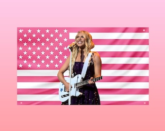 Freya Skye, tapisserie rose du drapeau américain, décoration murale Star Align Tour | Drapeau chanteur pop | Décoration de chambre pour ventilateur | Bannière esthétique concert