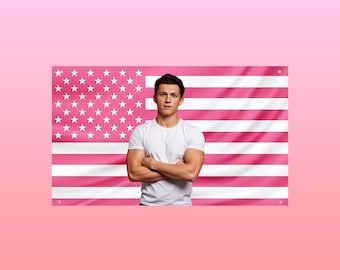 Drapeau Tom Holland | Drapeau américain rose acteur | Décoration murale esthétique pour célébrités