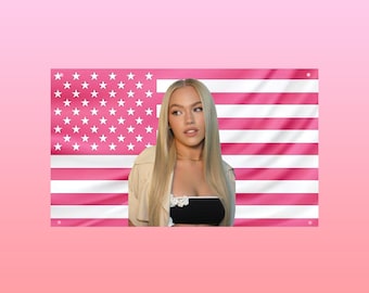 Drapeau Freya Skye, jolie célébrité, drapeau des États-Unis, affiche d'actrice esthétique, décoration de chambre de dortoir Frat, tapisserie murale