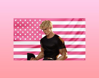 Aaron Warner Pink USA Flag | Shatter Me Fan Art Tapestry | Hot Booktok Bookish Wall Decor