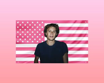 Heath Ledger Tribute Vintage Pink US Flag | Hot Guy Aesthetic Tapestry | Iconic Actor Wall Decor
