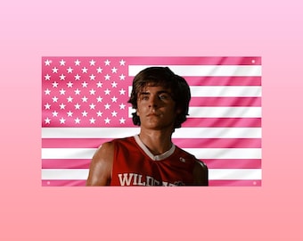 Troy Bolton High School Musical Flag | Zac Efron HSM 3 Wall Art | Pink American Flag Dorm & Frat Room Decor