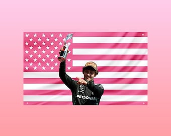 Kimi Antonelli P1 Shanghai Pink American Flag Tapestry – Formula Racing Fan Wall Flag | Motorsport Room Decor Banner