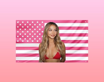 Drapeau Madelyn Cline | Drapeau américain rose hot girl | Tapisserie décorative murale tendance pour célébrités
