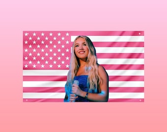 Drapeau américain rose Freya Skye - Chanteur pop, tapisserie américaine esthétique rose, jolie décoration murale pour dortoir de célébrités