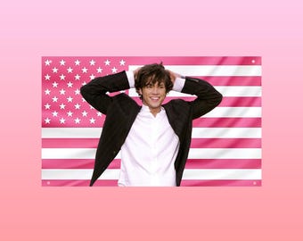 Jared Padalecki Drapeau américain rose surnaturel – Drapeau mural Sam Winchester SPN | Décoration de chambre Fandom Dorm Frat