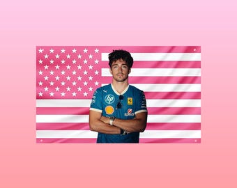 Charles Leclerc Pink Flag – Cute F1 Driver Wall Tapestry, Formula One Fan Decor, Aesthetic Racing Poster