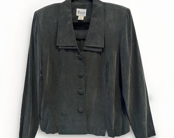 Vintage Maren Dark Green Blazer Womens 12 Dark Academia Steampunk Officecore