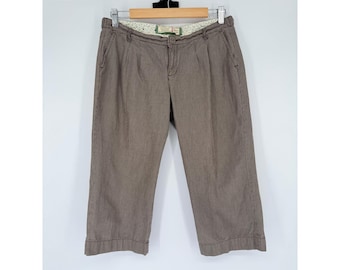 Vintage Y2K Old Navy Capri Pants Sz 4 Brown Pinstripe Cotton Low Rise 90s Preppy
