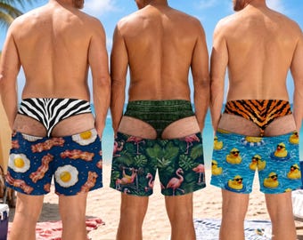 Bañador divertido personalizado para hombre, bañador corto de playa personalizado, regalo de cumpleaños divertido para el marido.