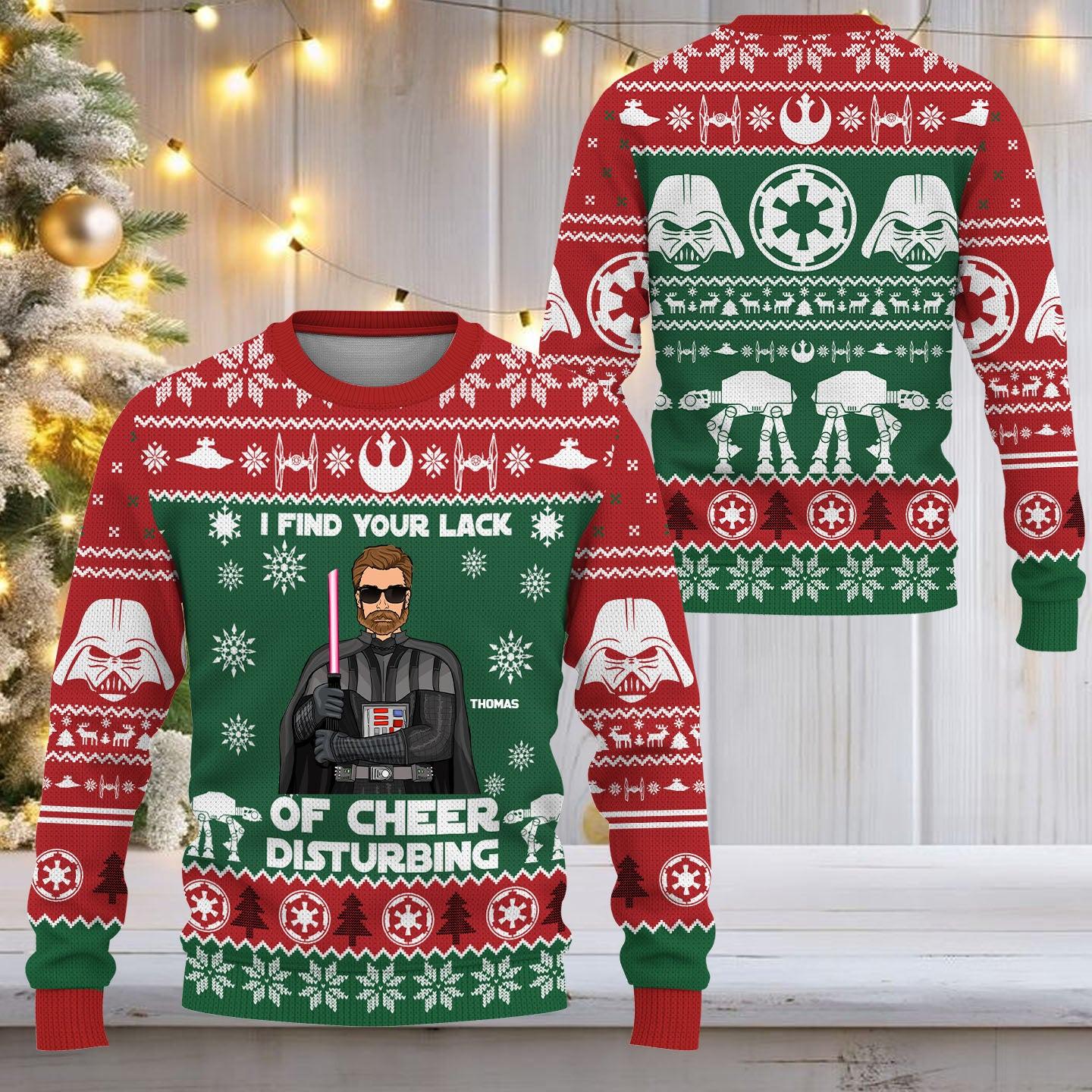 Discover Custom I Find Your Lack Of Cheer Disturbing Ugly Sweater, Gift For Movie Lovers, Movie Character, Holiday Party Jumper Gift For Adults
