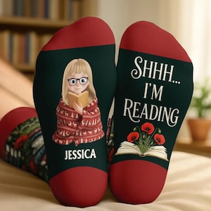Personalized Bookish Gifts, Custom Crew Socks, Book Lover Gift, Reading Socks