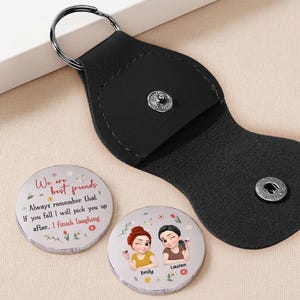 Personalized We Are Best Friend Pocket Hug Keychain, Best Friend Gift, Friendship Token, Long Distance BFF Gift, Token With Leather Pouch