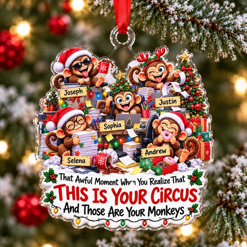 Personalized Circus Monkey Acrylic Ornament, Funny Office Decor, Custom ...