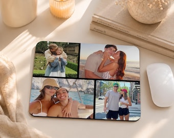Tapis de souris personnalisé avec collage de photos, Tapis de souris multi-images personnalisé, Accessoires de bureau pour la famille, Décoration de bureau, Cadeau d'anniversaire