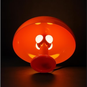 Orange Mushroom Lamp, Mid-Century Modern Bedside Table Light