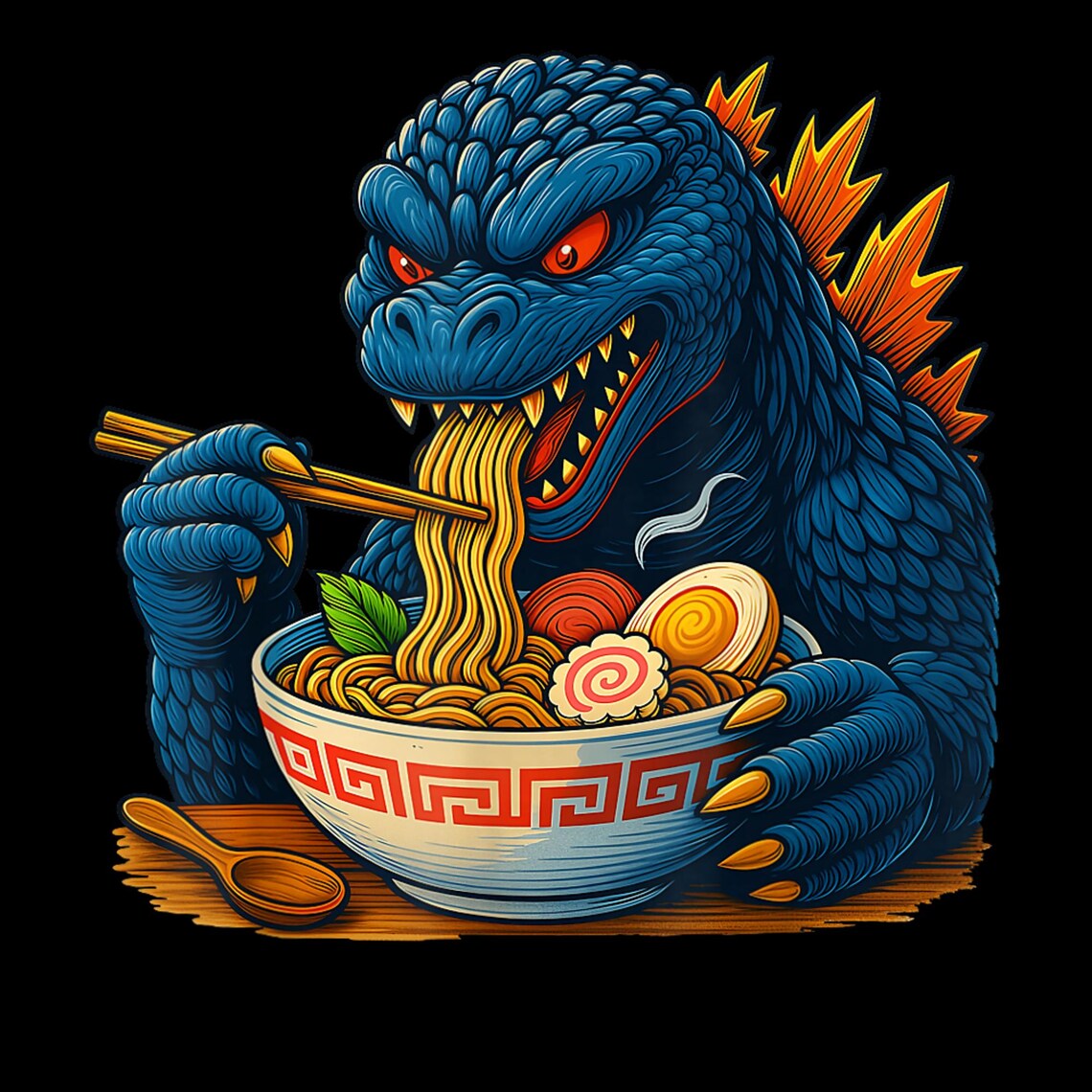 Kaiju Eating Ramen PNG, Funny Godzilla Anime Clipart (digital Download ...