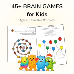 45 Brain Games for Kids Ages 4-7 Printable | Preschool Learning Activities Bundle | Homeschool Worksheets