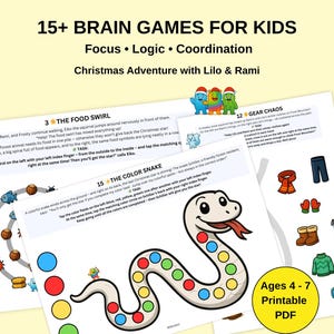 15 Christmas Brain Games for Kids Ages 4-7 Printable | Winter Preschool Activities | Homeschool Learning Games