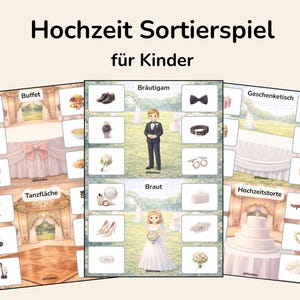 Wedding Sorting Game for Children – Wedding Activity – Matching Wedding Items – Printable PDF